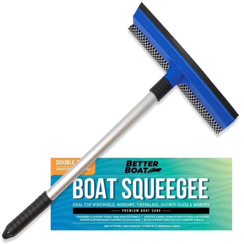 Better Boat Window Squeegee with Long Handle and Scrubber, for Car, Boat, RV Windows, Windshields, and Shower Glass Doors, Cleaning Tool with Large Sponge - Image 1